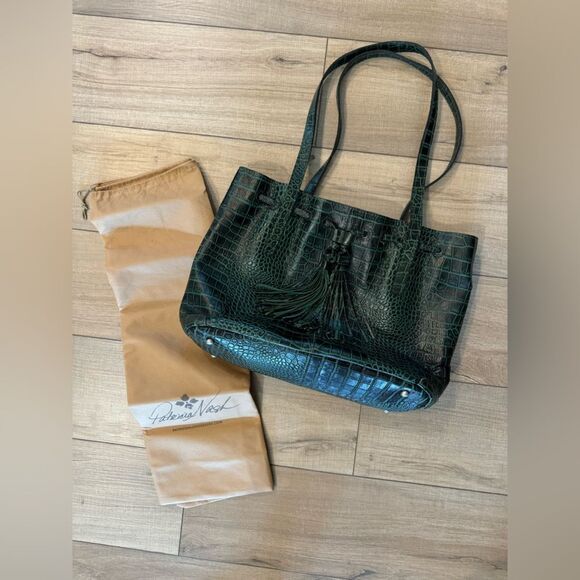 Patricia Nash 10th Anniversary Limited Edition Vintage Green Croc Leather Bag - Picture 2 of 16
